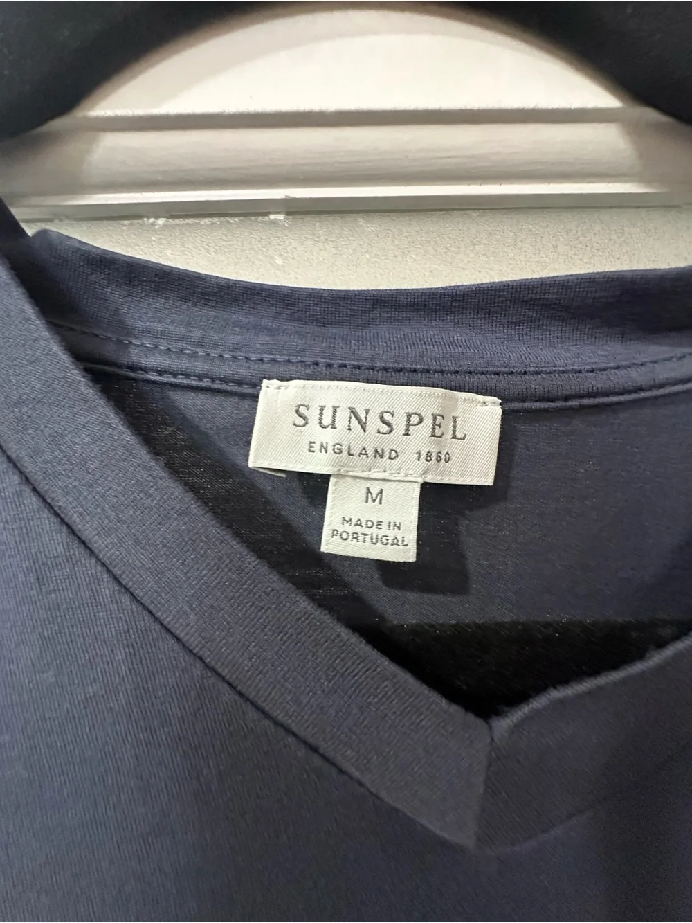 Sunspel Men's Classic V-Neck T-Shirt Navy Blue Size M Made In Portugal